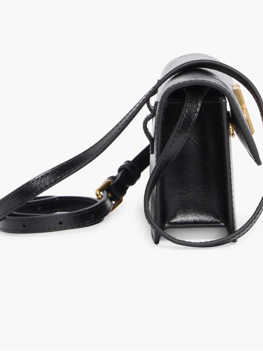Off-White Black Leather Crossbody with Gold Arrow Emblem - Picture 3 of 8